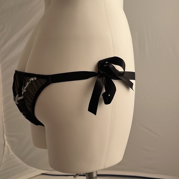 Victoria’s Secret black satin and mesh tie-side unwrap me black panty - Picture 2 of 9